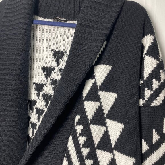 Cozy & Stylish Express Black & White Aztec Cardigan Sweater - Picture 3 of 3